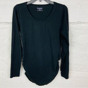 BUMPSTART black cotton stretch long sleeve scoop neck maternity shirt SZ large